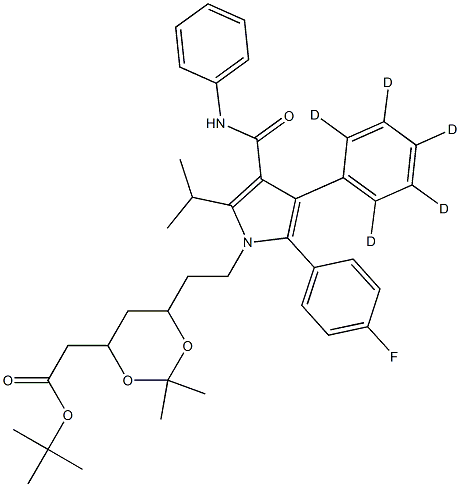 (6-(2-[3-(N-PHENYLCARBAMOYL)-5-(4-FLUORO-PHENYL)-2-ISOPROPYL-4-PHENYL-D5-PYRROL-1-YL]-ETHYL)-2,2-DIMETHYL-[1,3]-DIOXANE-4-YL)-ACETIC ACID, TERT-BUTYL ESTER Struktur