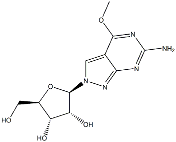 6-Amino-4-methoxy-2-(beta-D-ribofuranosyl)-2H-pyrazolo[3,4-d]pyrimidine Struktur