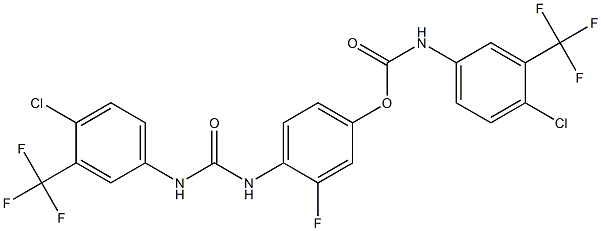 4-(3-(4-Chloro-3-(trifluoromethyl)phenyl)ureido)-3-fluorophenyl (4-Chloro-3-(trifluoromethyl)phenyl)carbamate Struktur