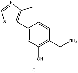 2-(aminomethyl)-5-(4-methylthiazol-5-yl)phenol hydrochloride Struktur