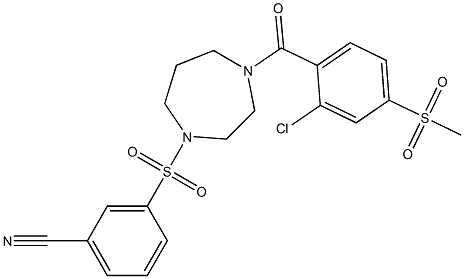 3-((4-[2-CHLORO-4-(METHYLSULFONYL)BENZOYL]-1,4-DIAZEPAN-1-YL)SULFONYL)BENZONITRILE Struktur