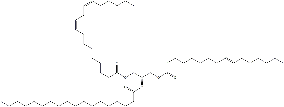 1-(9Z-hexadecenoyl)-2-octadecanoyl-3-(9Z,12Z-octadecadienoyl)-sn-glycerol Struktur