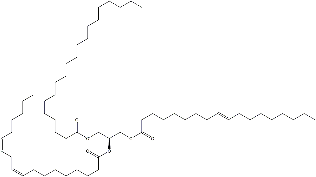 1-(9Z-octadecenoyl)-2-(9Z,12Z-octadecadienoyl)-3-eicosanoyl-sn-glycerol Struktur