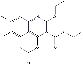 ETHYL-4-ACETOXY-6,7-DITLUORO-2-(ETHYLTHIO)QUINOLINE-3-CARBOXYLATE Struktur