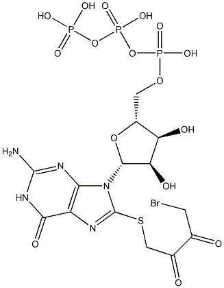 8-(4-bromo-2,3-dioxobutylthio)guanosine 5'-triphosphate Struktur