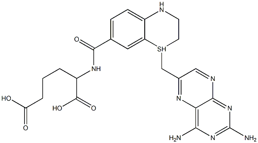 N-(1-((2,4-diamino-6-pteridinyl)methyl)-3,4-dihydro -2H-1,4-benzothiazine-7-carbonyl)-L-2-aminoadipic acid Struktur