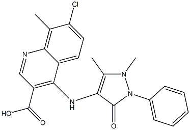 7-Chloro-4-(2,3-dihydro-1,5-dimethyl-3-oxo-2-phenyl-1H-pyrazol-4-ylamino)-8-methylquinoline-3-carboxylicacid Struktur