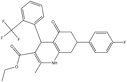 ethyl 7-(4-fluorophenyl)-2-methyl-5-oxo-4-[2-(trifluoromethyl)phenyl]-1,4,5,6,7,8-hexahydro-3-quinolinecarboxylate Struktur