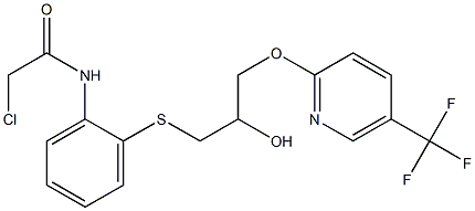 N1-{2-[(2-hydroxy-3-{[5-(trifluoromethyl)-2-pyridyl]oxy}propyl)thio]phenyl}-2-chloroacetamide Struktur