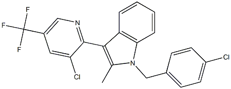 1-(4-chlorobenzyl)-3-[3-chloro-5-(trifluoromethyl)-2-pyridinyl]-2-methyl-1H-indole Struktur