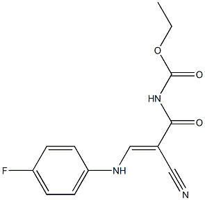 ethyl N-[(E)-2-cyano-3-(4-fluoroanilino)-2-propenoyl]carbamate Struktur