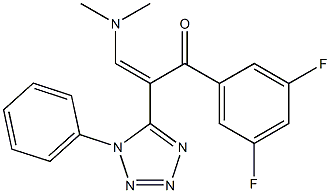 1-(3,5-difluorophenyl)-3-(dimethylamino)-2-(1-phenyl-1H-1,2,3,4-tetraazol-5-yl)prop-2-en-1-one Struktur