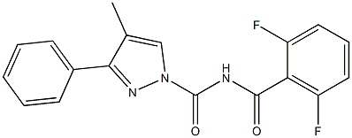 N1-(2,6-difluorobenzoyl)-4-methyl-3-phenyl-1H-pyrazole-1-carboxamide Struktur