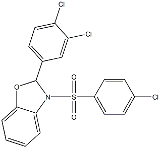 3-[(4-chlorophenyl)sulfonyl]-2-(3,4-dichlorophenyl)-2,3-dihydro-1,3-benzoxazole Struktur