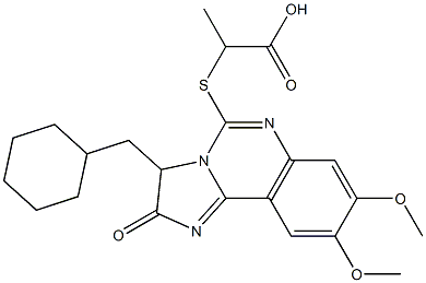 2-{[3-(cyclohexylmethyl)-8,9-dimethoxy-2-oxo-2,3-dihydroimidazo[1,2-c]quinazolin-5-yl]sulfanyl}propanoic acid Struktur