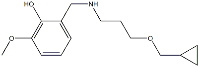 2-({[3-(cyclopropylmethoxy)propyl]amino}methyl)-6-methoxyphenol Struktur