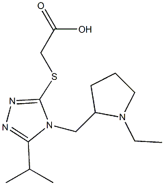 2-({4-[(1-ethylpyrrolidin-2-yl)methyl]-5-(propan-2-yl)-4H-1,2,4-triazol-3-yl}sulfanyl)acetic acid Struktur