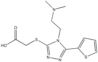 2-({4-[2-(dimethylamino)ethyl]-5-(thiophen-2-yl)-4H-1,2,4-triazol-3-yl}sulfanyl)acetic acid Struktur