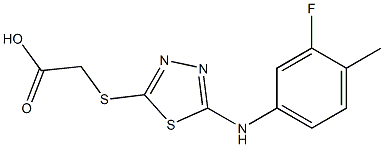 2-({5-[(3-fluoro-4-methylphenyl)amino]-1,3,4-thiadiazol-2-yl}sulfanyl)acetic acid Struktur