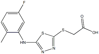 2-({5-[(5-fluoro-2-methylphenyl)amino]-1,3,4-thiadiazol-2-yl}sulfanyl)acetic acid Struktur