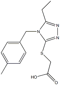 2-({5-ethyl-4-[(4-methylphenyl)methyl]-4H-1,2,4-triazol-3-yl}sulfanyl)acetic acid Struktur