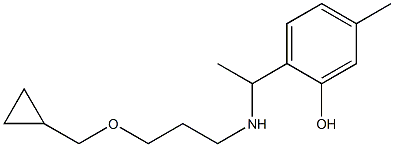 2-(1-{[3-(cyclopropylmethoxy)propyl]amino}ethyl)-5-methylphenol Struktur