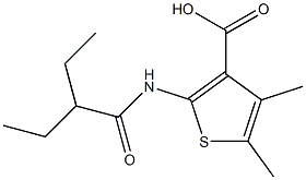 2-(2-ethylbutanamido)-4,5-dimethylthiophene-3-carboxylic acid Struktur