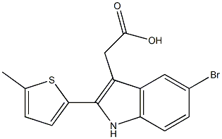 2-[5-bromo-2-(5-methylthiophen-2-yl)-1H-indol-3-yl]acetic acid Struktur