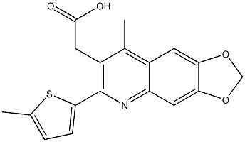 2-[8-methyl-6-(5-methylthiophen-2-yl)-2H-[1,3]dioxolo[4,5-g]quinolin-7-yl]acetic acid Struktur