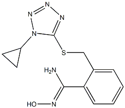 2-{[(1-cyclopropyl-1H-1,2,3,4-tetrazol-5-yl)sulfanyl]methyl}-N'-hydroxybenzene-1-carboximidamide Struktur