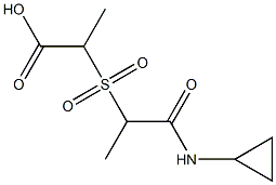 2-{[1-(cyclopropylcarbamoyl)ethane]sulfonyl}propanoic acid Struktur