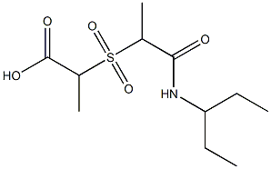 2-{[1-(pentan-3-ylcarbamoyl)ethane]sulfonyl}propanoic acid Struktur