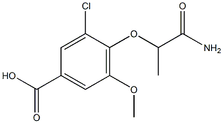 4-(1-carbamoylethoxy)-3-chloro-5-methoxybenzoic acid Struktur