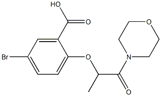 5-bromo-2-{[1-(morpholin-4-yl)-1-oxopropan-2-yl]oxy}benzoic acid Struktur