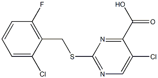 5-chloro-2-[(2-chloro-6-fluorobenzyl)thio]pyrimidine-4-carboxylic acid Struktur