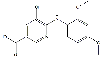 5-chloro-6-[(2,4-dimethoxyphenyl)amino]pyridine-3-carboxylic acid Struktur