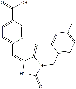 4-{[1-(4-fluorobenzyl)-2,5-dioxo-4-imidazolidinylidene]methyl}benzoic acid Struktur