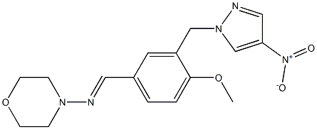 4-{[3-({4-nitro-1H-pyrazol-1-yl}methyl)-4-methoxybenzylidene]amino}morpholine Struktur