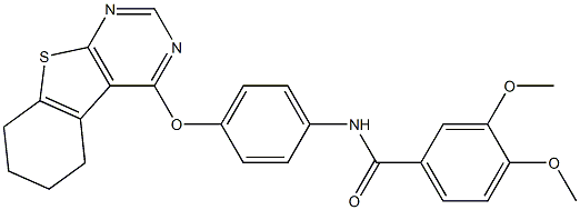 3,4-dimethoxy-N-[4-(5,6,7,8-tetrahydro[1]benzothieno[2,3-d]pyrimidin-4-yloxy)phenyl]benzamide Struktur