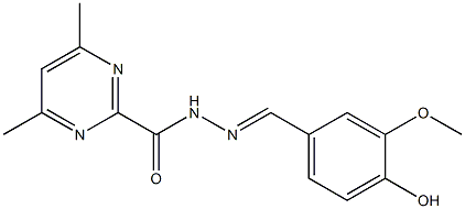 N'-(4-hydroxy-3-methoxybenzylidene)-4,6-dimethyl-2-pyrimidinecarbohydrazide Struktur