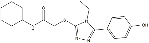 N-cyclohexyl-2-{[4-ethyl-5-(4-hydroxyphenyl)-4H-1,2,4-triazol-3-yl]sulfanyl}acetamide Struktur