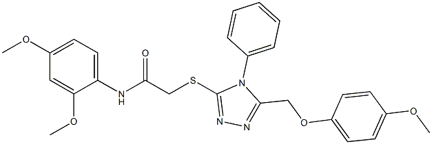 N-(2,4-dimethoxyphenyl)-2-({5-[(4-methoxyphenoxy)methyl]-4-phenyl-4H-1,2,4-triazol-3-yl}sulfanyl)acetamide Struktur