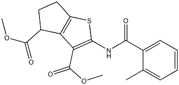 dimethyl 2-[(2-methylbenzoyl)amino]-5,6-dihydro-4H-cyclopenta[b]thiophene-3,4-dicarboxylate Struktur