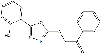 2-{[5-(2-hydroxyphenyl)-1,3,4-oxadiazol-2-yl]sulfanyl}-1-phenylethanone Struktur