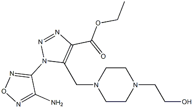 ethyl 1-(4-amino-1,2,5-oxadiazol-3-yl)-5-{[4-(2-hydroxyethyl)-1-piperazinyl]methyl}-1H-1,2,3-triazole-4-carboxylate Struktur