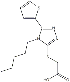 2-{[4-pentyl-5-(thiophen-2-yl)-4H-1,2,4-triazol-3-yl]sulfanyl}acetic acid Struktur