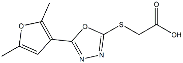 2-{[5-(2,5-dimethylfuran-3-yl)-1,3,4-oxadiazol-2-yl]sulfanyl}acetic acid Struktur