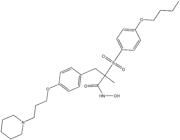 2-(4-BUTOXYPHENYLSULFONYL)-N-HYDROXY-2-METHYL-3-(4-(3-(PIPERIDIN-1-YL)PROPOXY)PHENYL)PROPANAMIDE Struktur