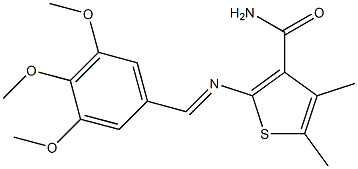 4,5-dimethyl-2-{[(E)-(3,4,5-trimethoxyphenyl)methylidene]amino}-3-thiophenecarboxamide Struktur