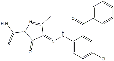 4-[(Z)-2-(2-benzoyl-4-chlorophenyl)hydrazono]-3-methyl-5-oxo-1H-pyrazole-1(5H)-carbothioamide Struktur